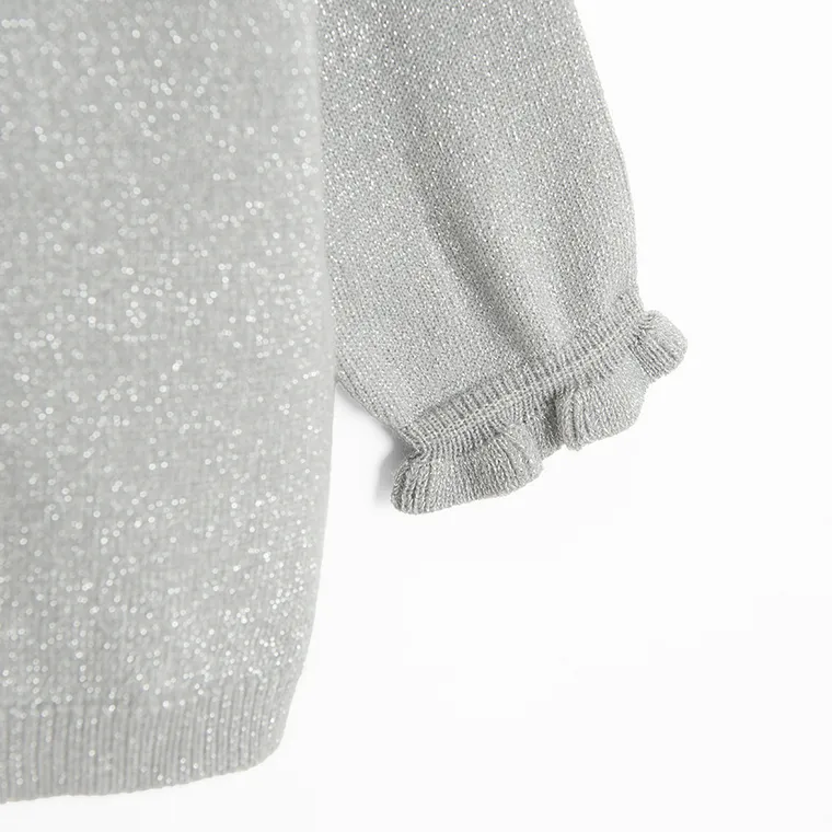 Cool Club, Sweter dziewczęcy, rozpinany, srebrny