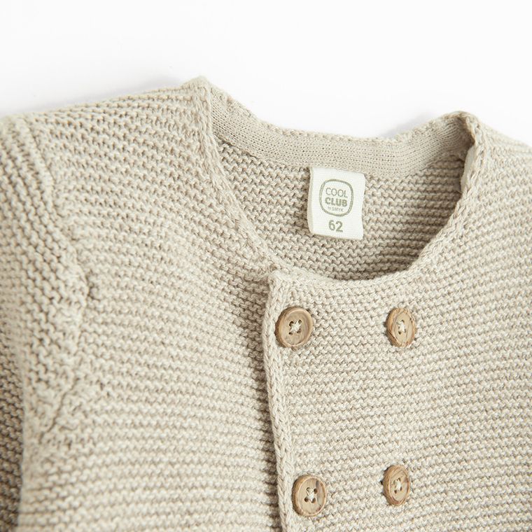 Cool Club, Sweter niemowlęcy, rozpinany, beżowy