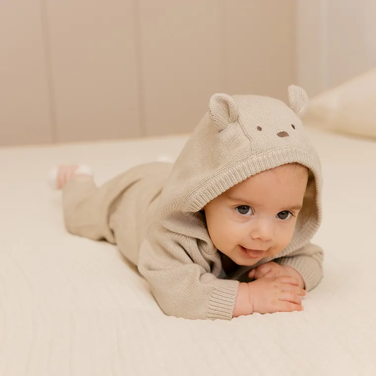 Cool Club, Sweter niemowlęcy z kapturem, rozpinany, beżowy