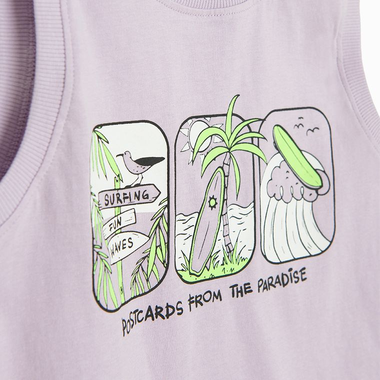 Cool Club, T-shirt chłopięcy bez rękawów, fioletowy