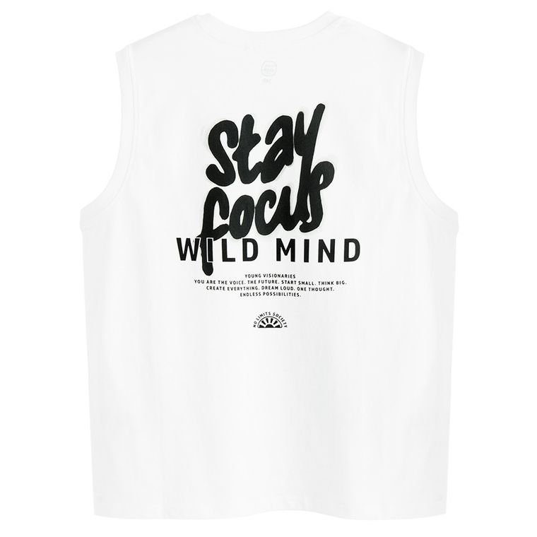 Cool Club, T-shirt chłopięcy bez rękawów, loose, biały
