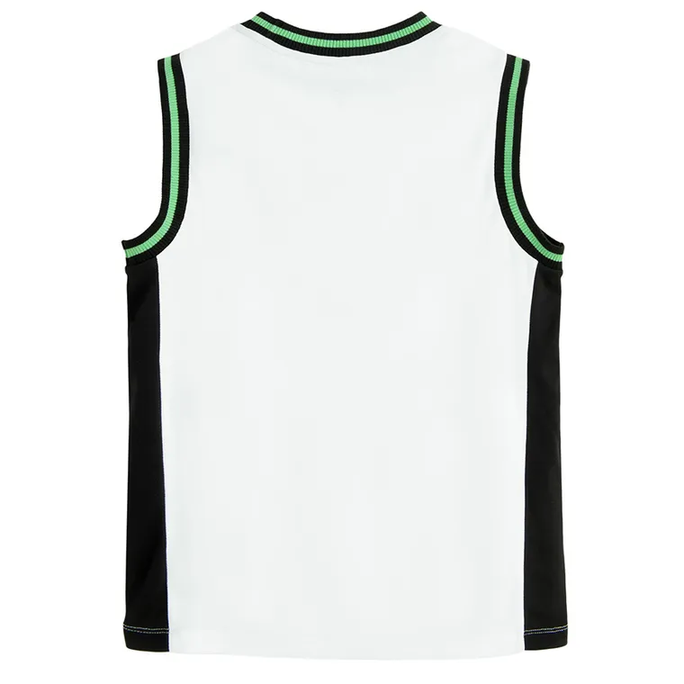Cool Club, T-shirt chłopięcy bez rękawów, oversize, biały