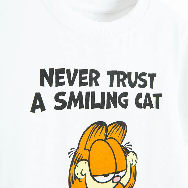 Cool Club, T-shirt chłopięcy, biały, Garfield