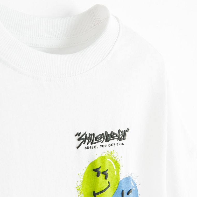 Cool Club, T-shirt chłopięcy, biały, SmileyWorld