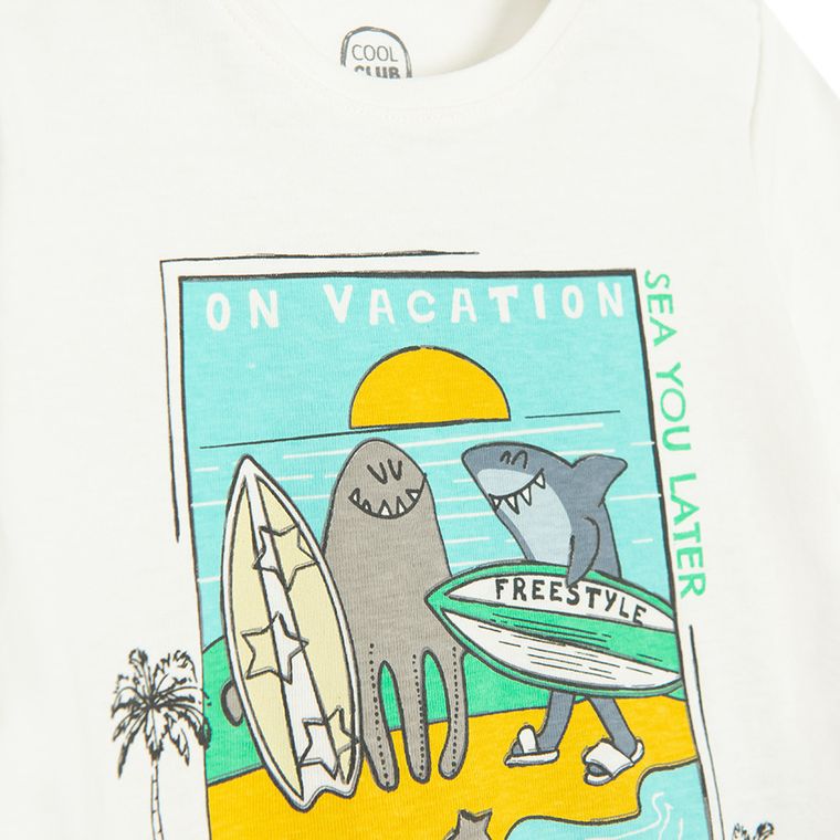 Cool Club, T-shirt chłopięcy, ecru