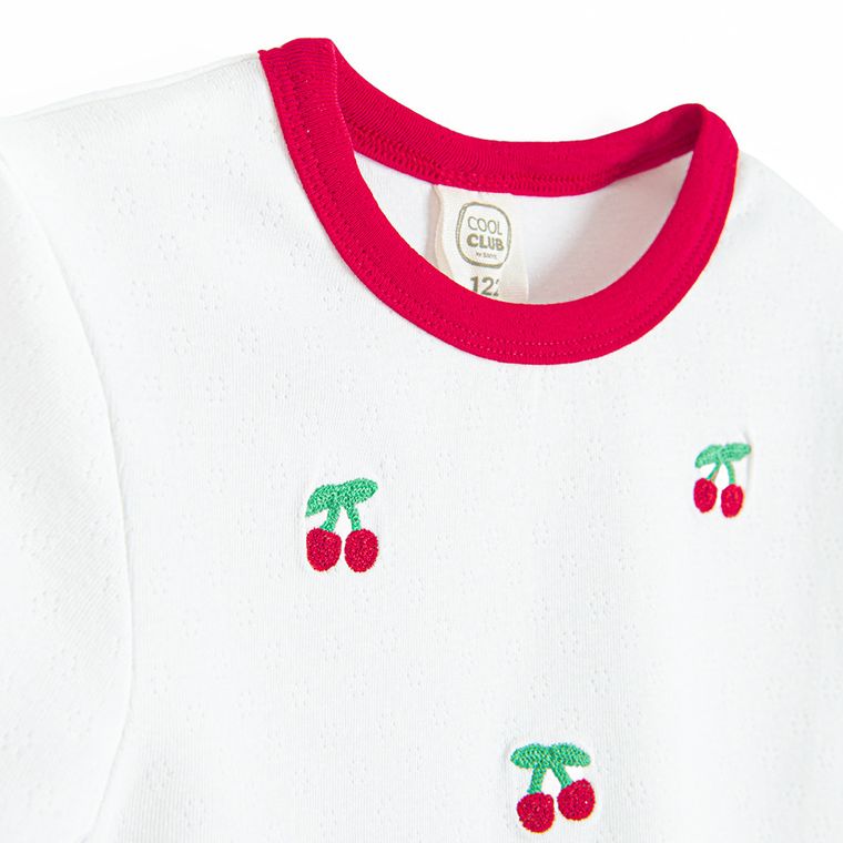 Cool Club, T-shirt dziewczęcy, ażurowy, biały