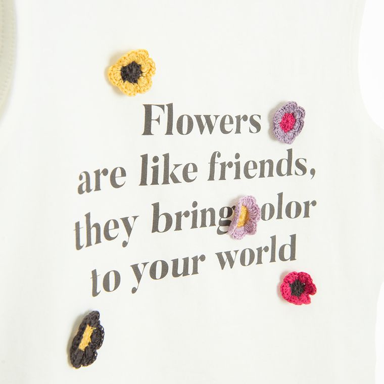 Cool Club, T-shirt dziewczęcy bez rękawów, biały