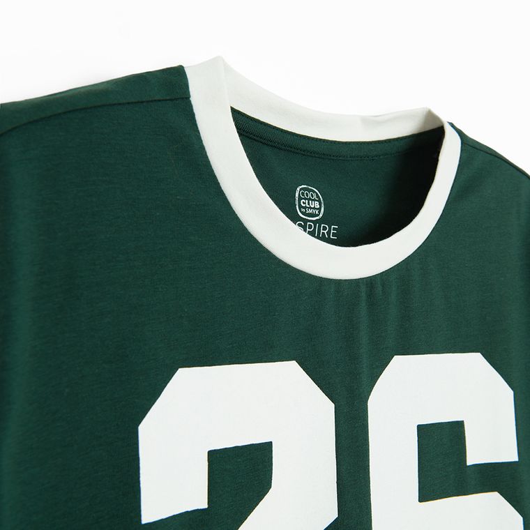 Cool Club, T-shirt dziewczęcy, crop top, ciemnozielony