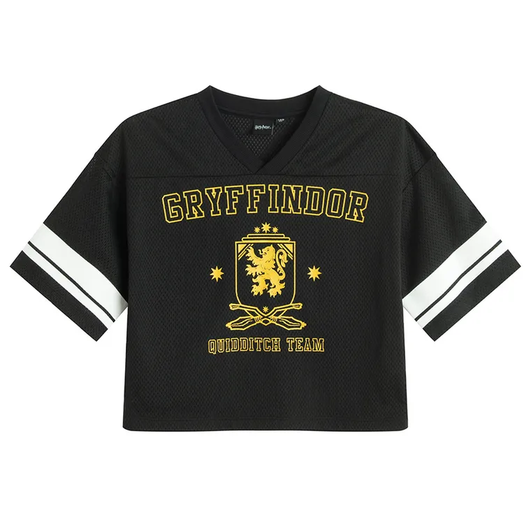 Cool Club, T-shirt dziewczęcy, crop top, czarny, Harry Potter