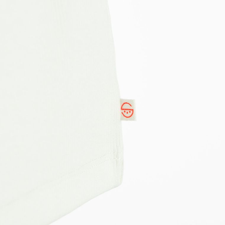 Cool Club, T-shirt dziewczęcy, crop top, prążkowany, biały