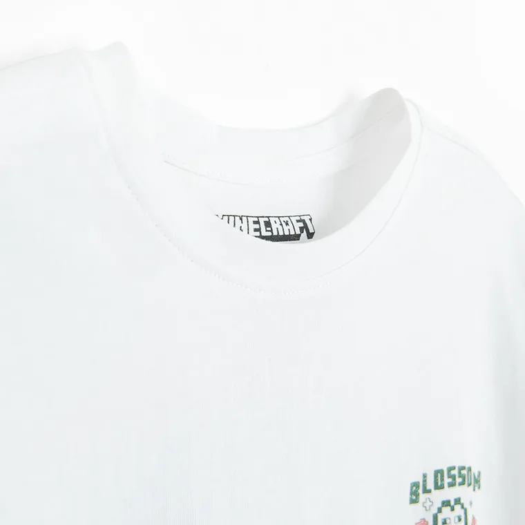 Cool Club, T-shirt dziewczęcy, oversize, biały, Minecraft