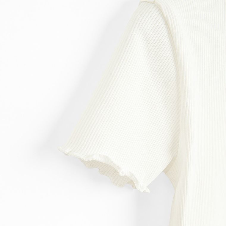 Cool Club, T-shirt dziewczęcy, prążkowany, biały