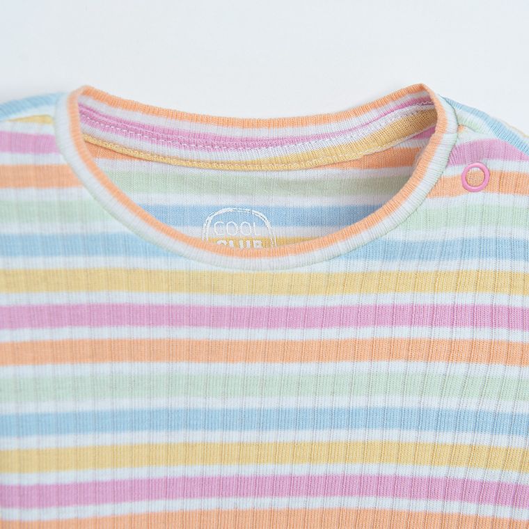 Cool Club, T-shirt dziewczęcy, prążkowany, mix