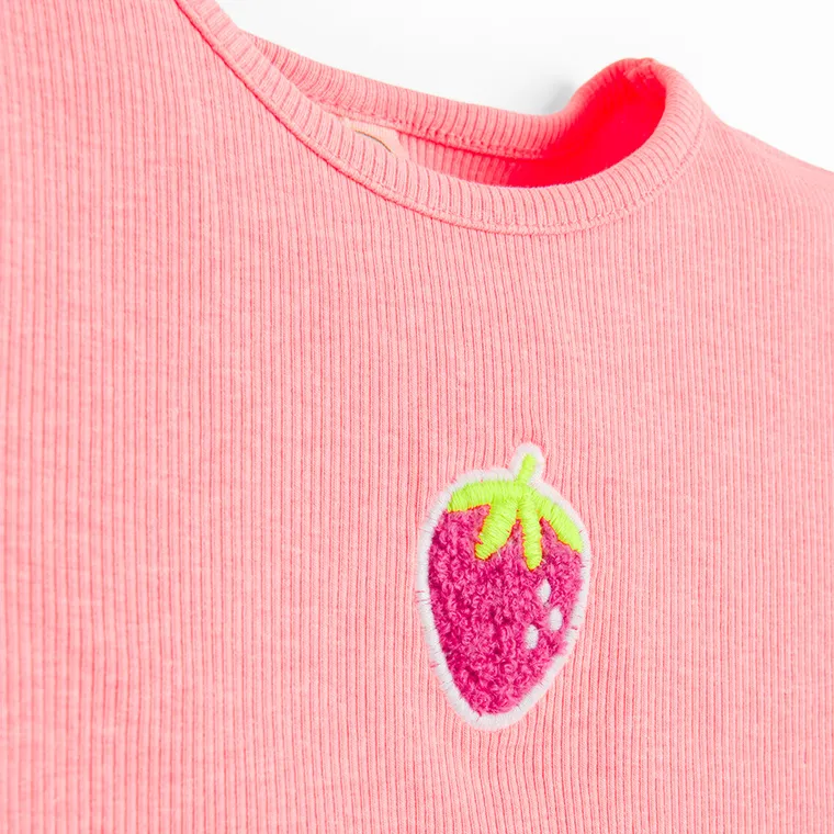 Cool Club, T-shirt dziewczęcy, prążkowany, różowy