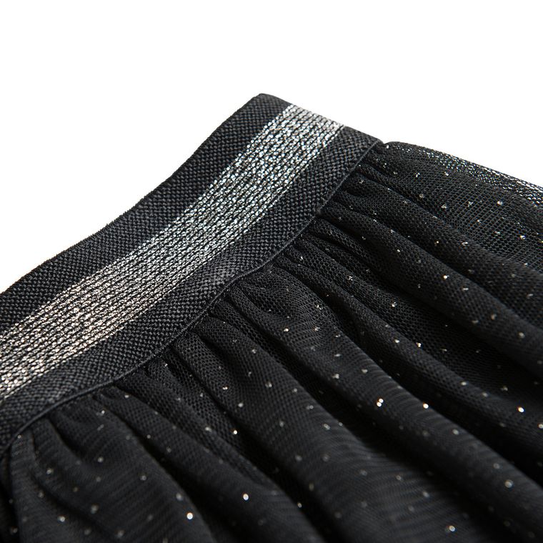 Cool Club, Tiulowa spódnica dziewczęca, szara, srebrne kropki