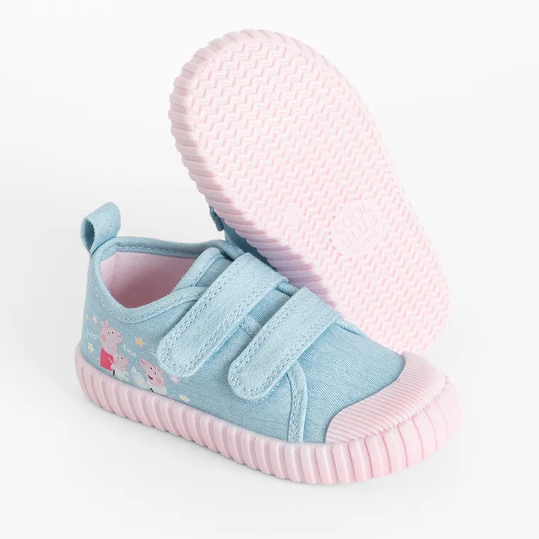 Cool Club, Trampki dziewczęce, niebieskie, Zdrowa Stopa, podeszwa Barefoot, Świnka Peppa