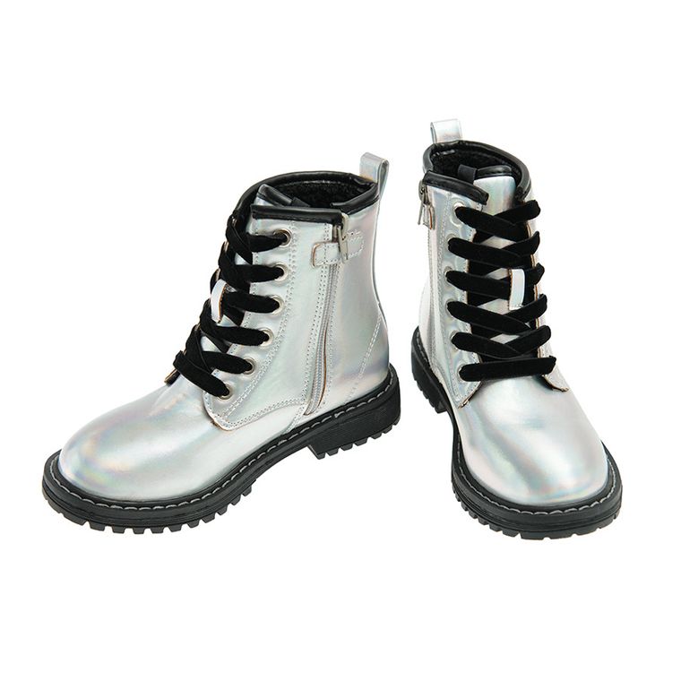 Cool Club, Trzewiki dziewczęce, ocieplane, srebrne, holograficzne