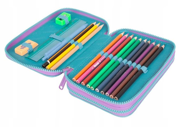 CoolPack, Jumper 2, piórnik rozkładany, podwójny, z wyposażeniem, Gradient Blueberry