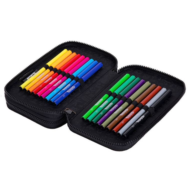 CoolPack, Jumper 2, piórnik rozkładany, podwójny, z wyposażeniem, Rpet Black