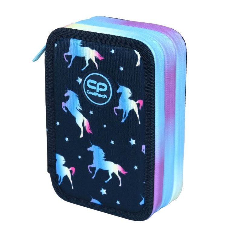 CoolPack, Jumper 3, piórnik rozkładany, potrójny, z wyposażeniem, Blue Unicorn