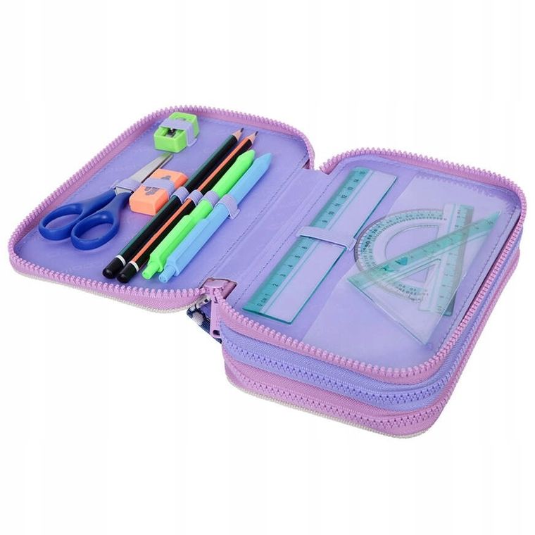 CoolPack, Jumper 3, piórnik rozkładany, potrójny, z wyposażeniem, White Bunny