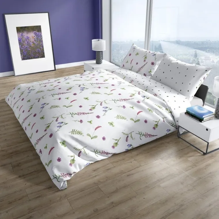 Cottage Home, Polne Kwiaty, Koniczyna, 2-częściowy komplet pościeli bawełnianej, 140-200 cm