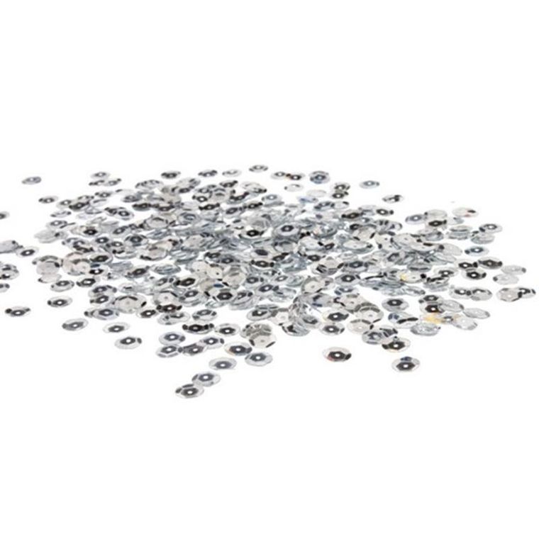 Craft With Fun, cekiny metaliczne, kółka, srebrne, 8 mm