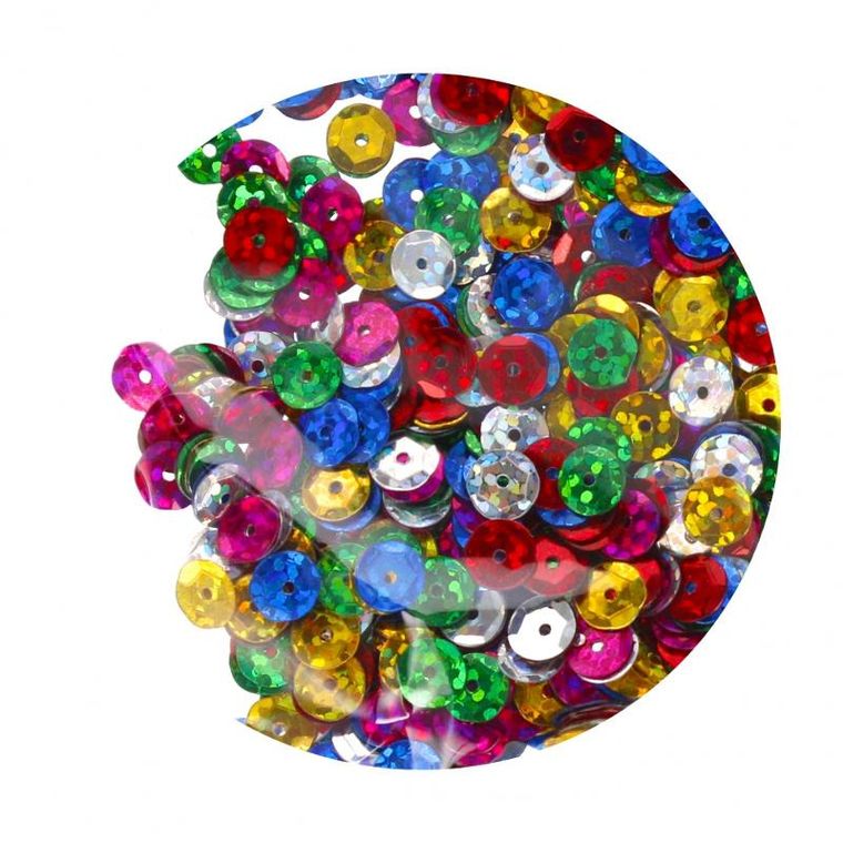 Craft With Fun, cekiny metaliczne, okrągłe, kolorowe, 6,5 mm