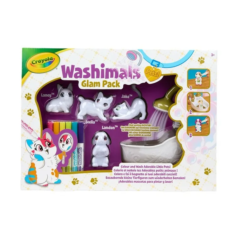 Crayola, Washimals, Kotki Glam, figurki do kolorowania zmywalnymi flamastrami, 4 szt.