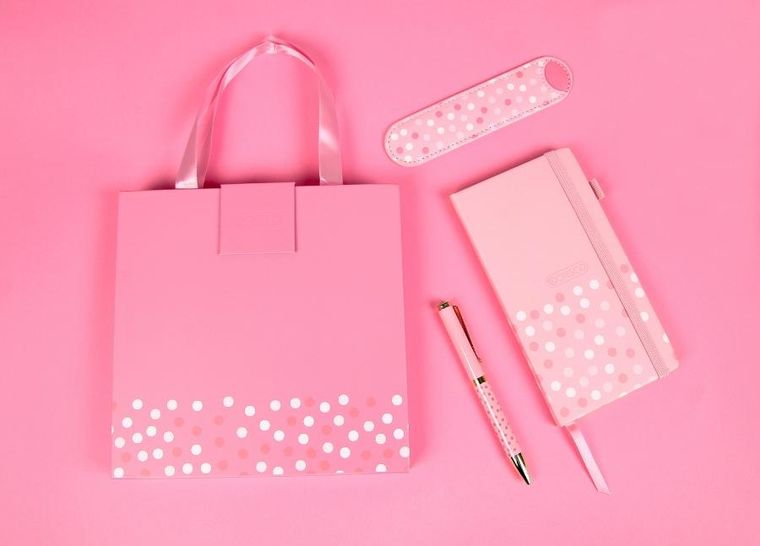 Cresco, długopis + notes premium w pudełku, różowy