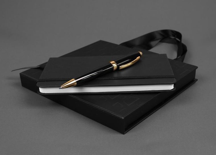 Cresco, Symphony, długopis + notes premium w pudełku, czarno-złoty