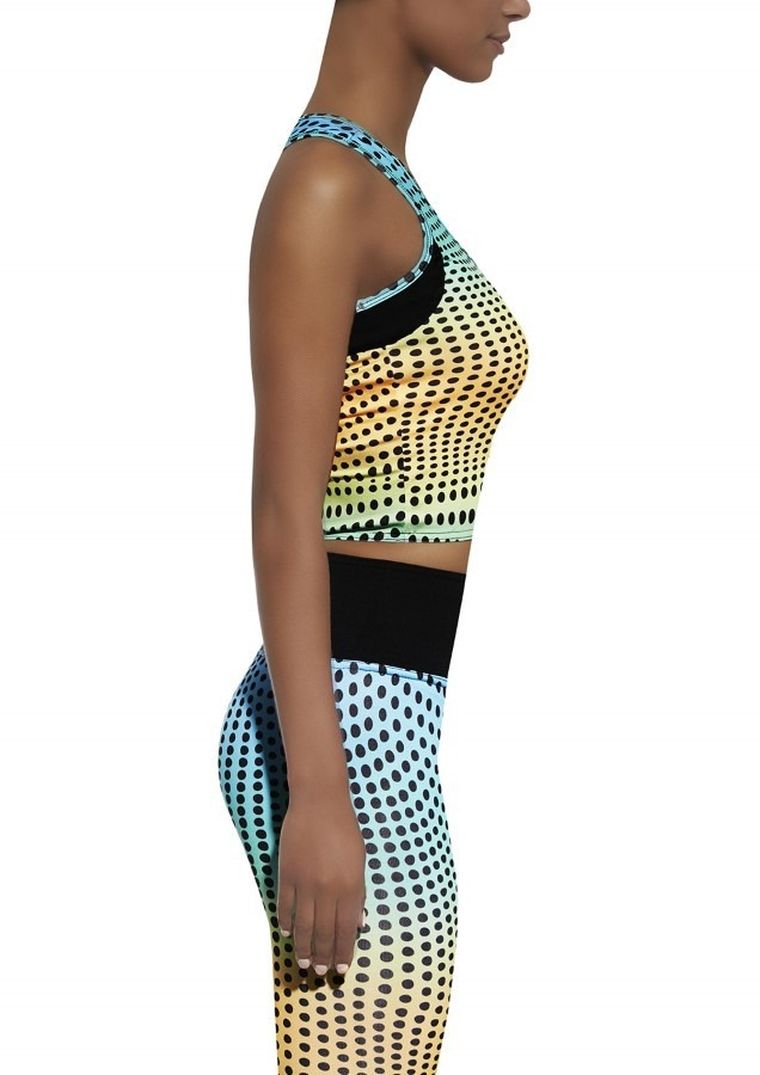Crop-top sportowy damski, mix, kropki, Bas Black