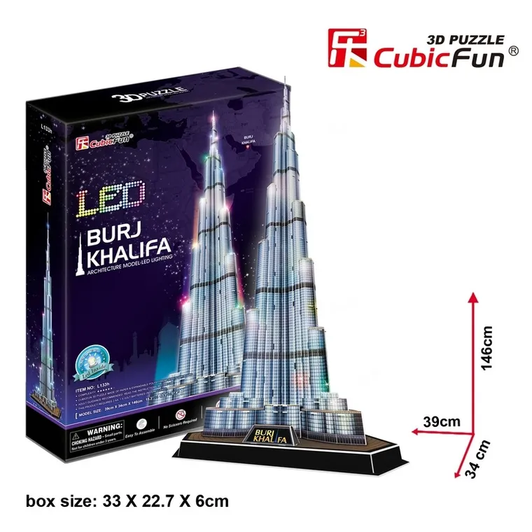 Cubic Fun, Burj Khalifa, puzzle 3D LED, 136 elementów