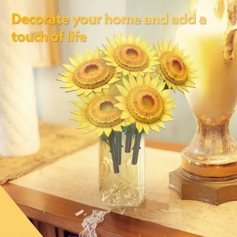 Cubic Fun, Duży bukiet kwiatów, słoneczniki, puzzle 3D, 180 elementów