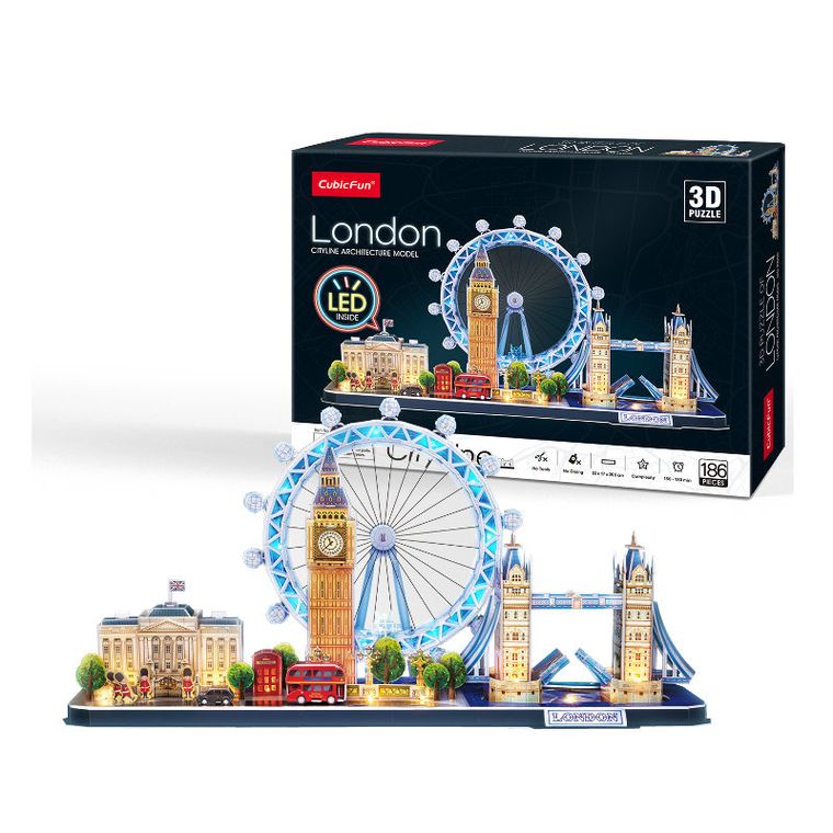 Cubic Fun, Londyn Cityline, puzzle 3D, LED, 186 elementów