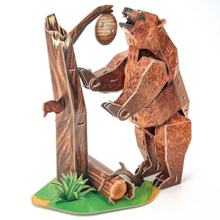 Cubic Fun, National Geographic, zagrożone zwierzęta, Niedźwiedź Brunatny, puzzle 3D, 77 elementów