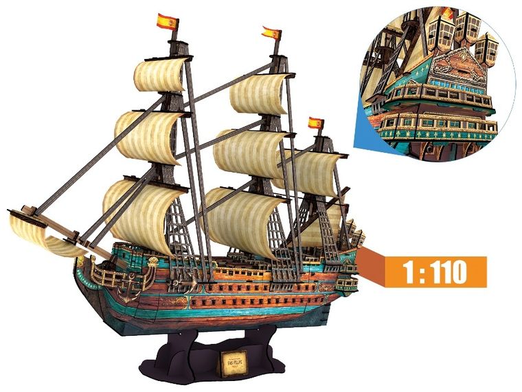 Cubic Fun, Żaglowiec The Spanish Armada-San Felipe, puzzle 3D, 248 elementów