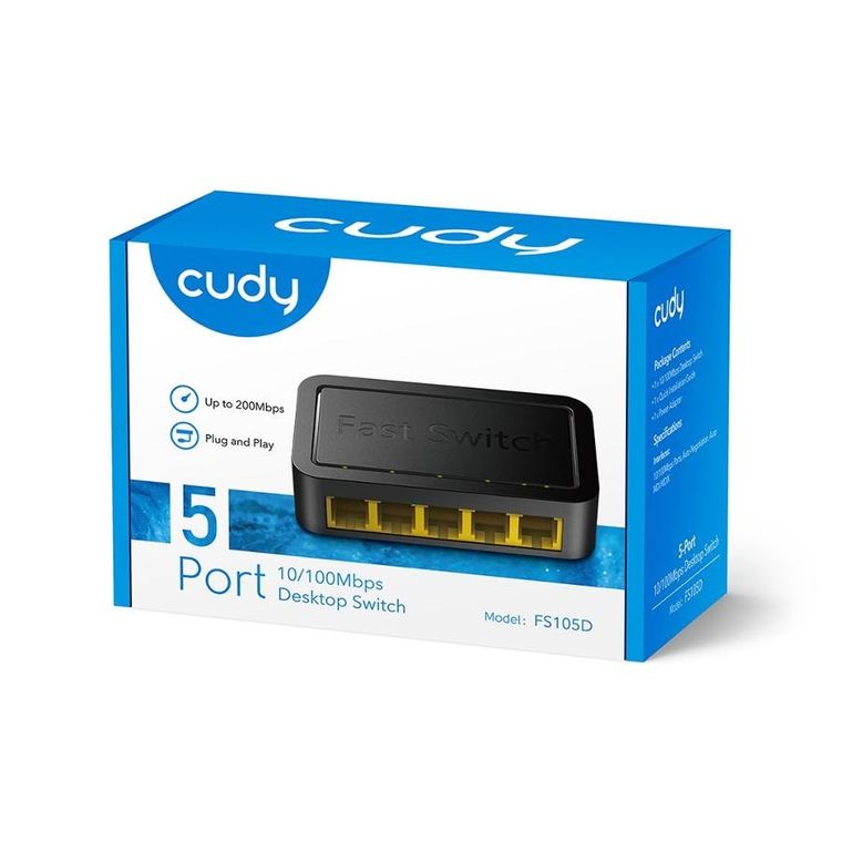 Cudy, przełącznik, switch, FS105D 5-Port 10/100