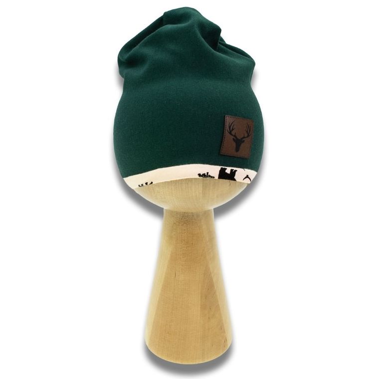 Czapka chłopięca, beżowo-zielona, Nicol