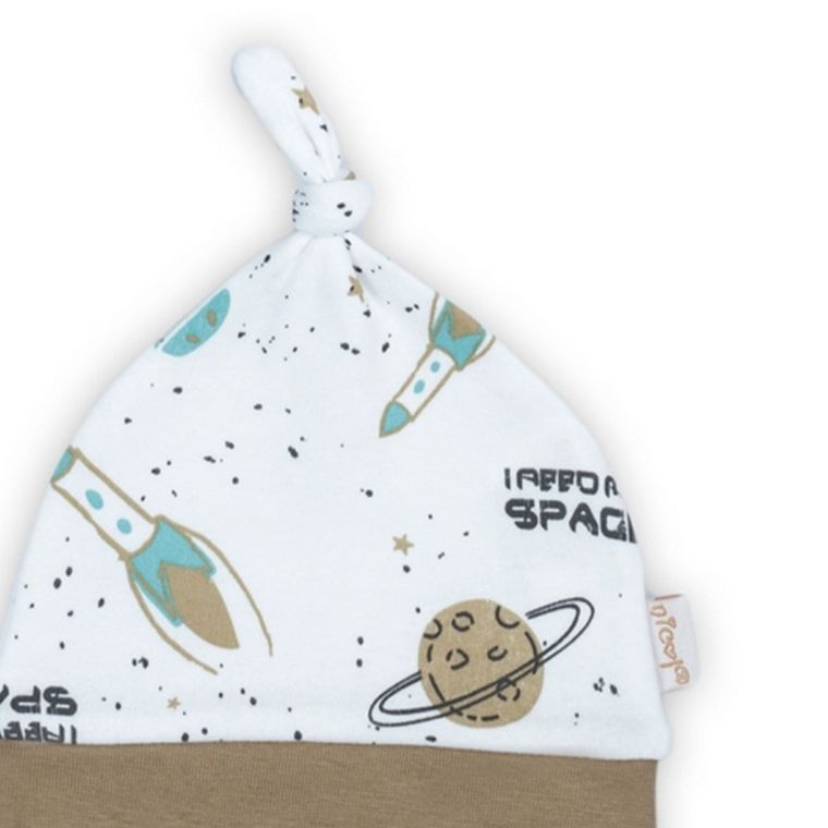 Czapka chłopięca, biała, kosmos, Nicol
