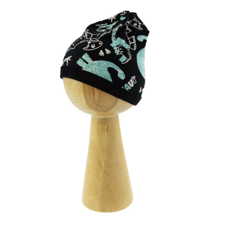Czapka chłopięca, czarno-turkusowa, dinozaury, Nicol
