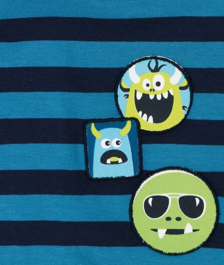 Czapka chłopięca, niebieska, paski, potworki, Döll