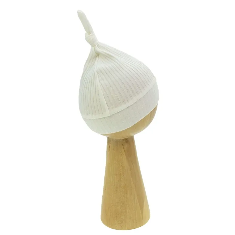 Czapka chłopięca, prążkowana, ecru, Nicol