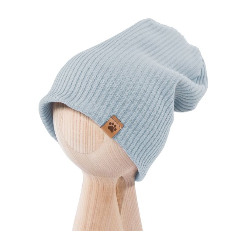 Czapka chłopięca, prążkowana, niebieska, Eevi