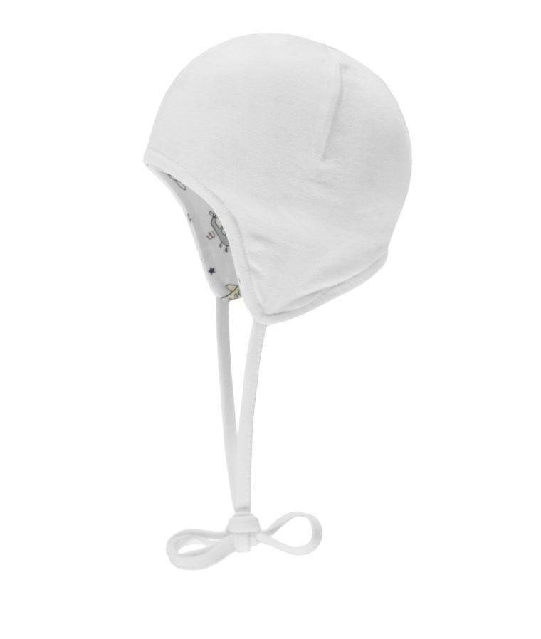 Czapka chłopięca, wiązana, dwustronna, biała, Döll