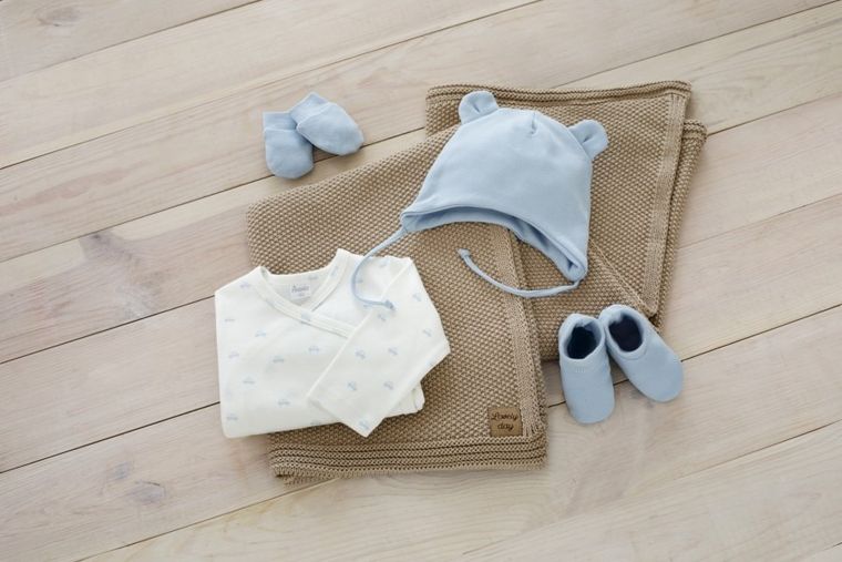 Czapka chłopięca, wiązana, niebieska, Pinokio