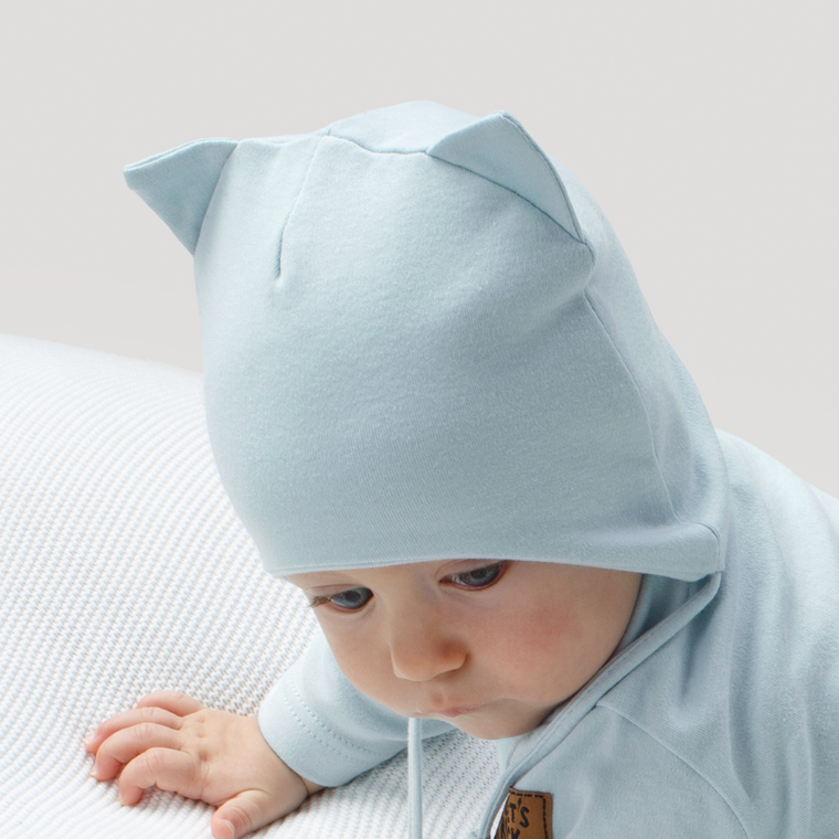 Czapka chłopięca, wiązana, niebieska, Pinokio