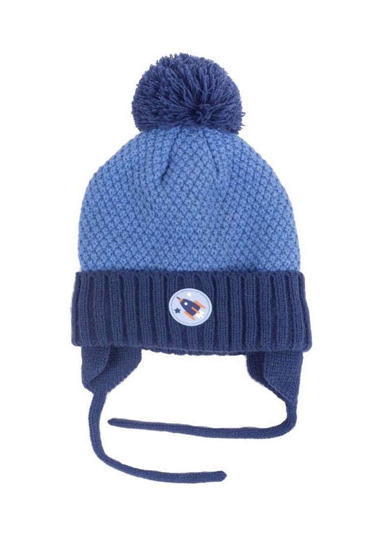 Czapka chłopięca z pomponem, granatowa, Yoclub