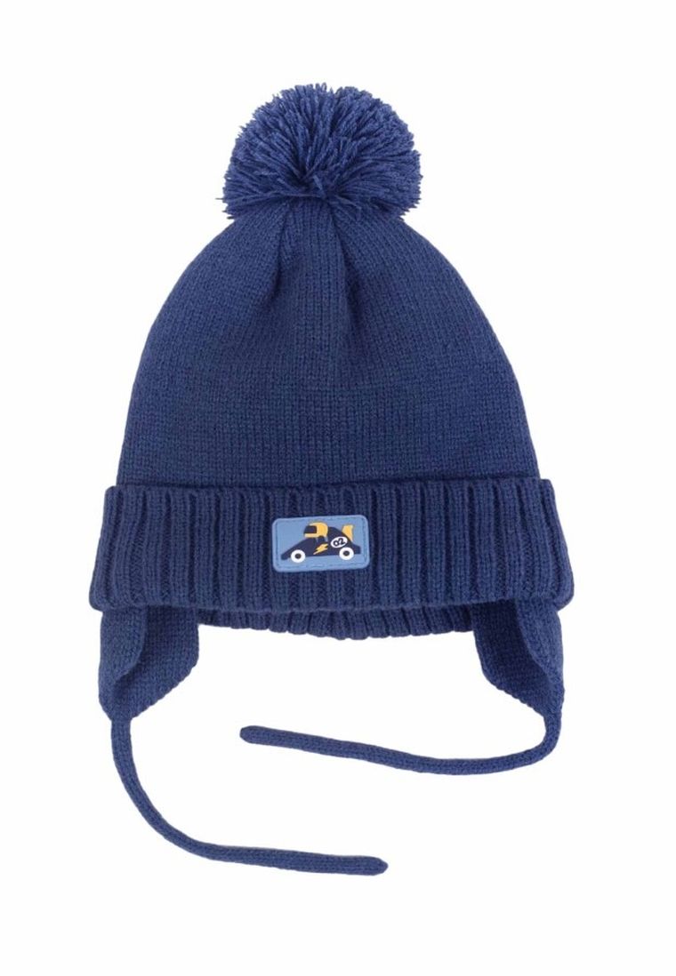 Czapka chłopięca z pomponem, granatowa, Yoclub
