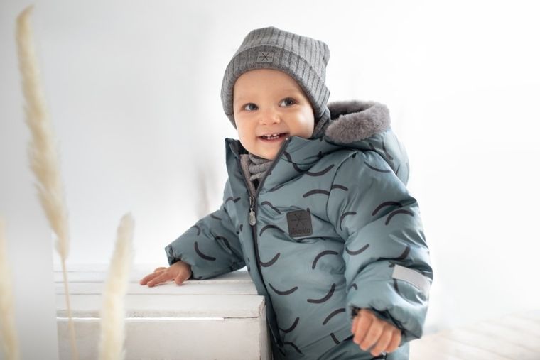 Czapka chłopięca z pomponem, szara, Pinokio